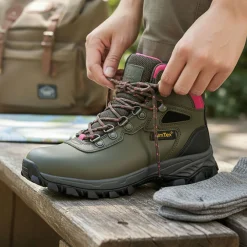 Almwalker Damen Angelschuhe|Damen Angelschuhe<Outdoorboots Alba ATX Damen (Oliv/Pink)