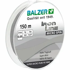 Balzer Geflochtene Schnüre<Angelschnur Iron Line Micro Spin (grau, 150 m)
