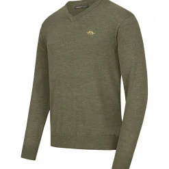 Blaser Angelpullover & -Strickjacken<V-Neck Merino Sweater Herren (Dunkel Oliv)
