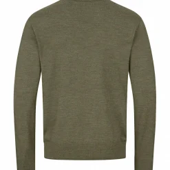 Blaser Angelpullover & -Strickjacken<V-Neck Merino Sweater Herren (Dunkel Oliv)