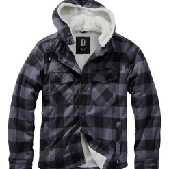 Brandit Outdoor- & Angel-Jacken<Lumber Jacket Hooded Herren, mit Kapuze (Black/Grey)