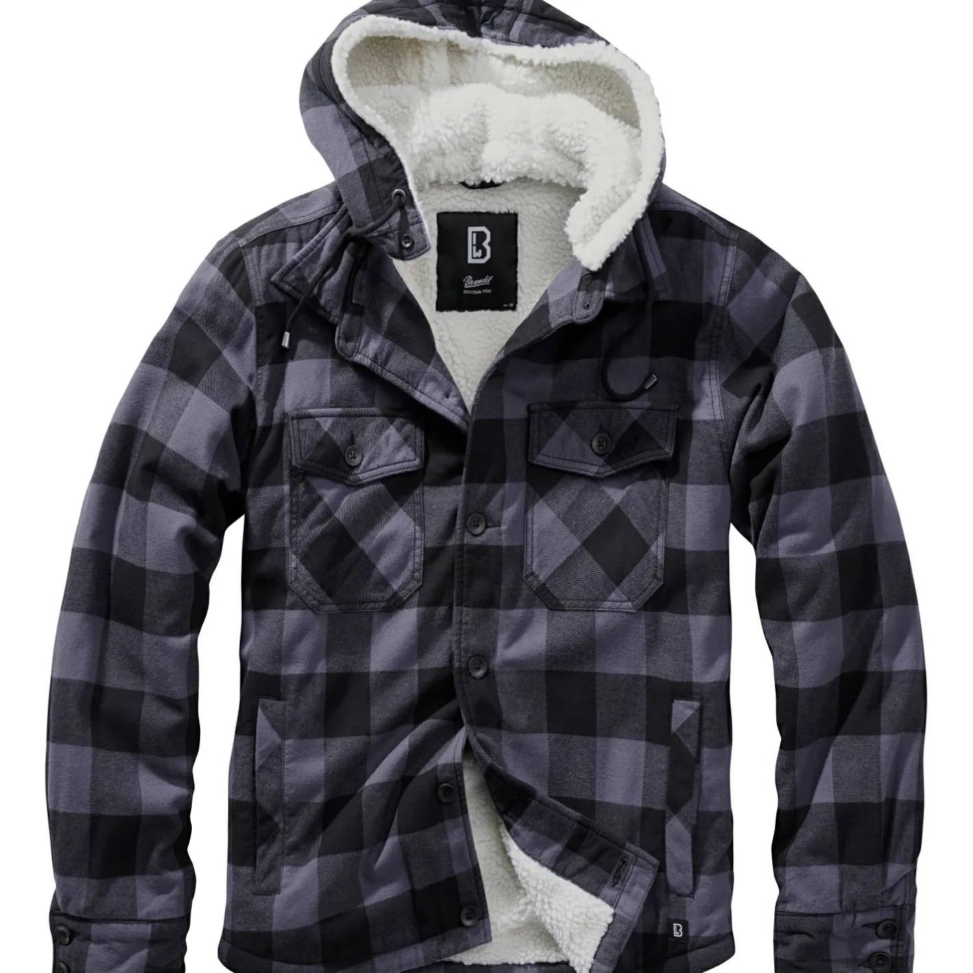 Brandit Outdoor- & Angel-Jacken<Lumber Jacket Hooded Herren, mit Kapuze (Black/Grey)