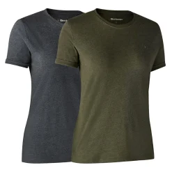 Outlet Deerhunter 2er-Pack Ladies Basis T-Shirts Damen (Adventure Green Melange)