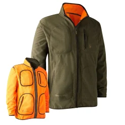 Deerhunter Outdoor- & Angel-Jacken<Gamekeeper Bonded Fleecejacke Herren, wendbar (Orange)