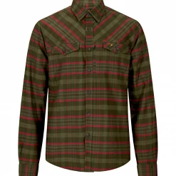 Online il Lago Prestige Flannel Hemd Bjarne Herren (Oliv/Rot)