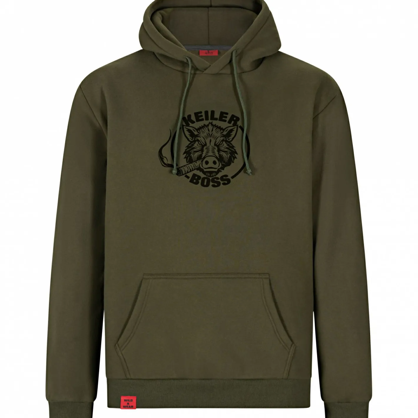 il Lago Prestige Angelpullover & -Strickjacken<Hoodie "Keiler Boss" Herren (Oliv)