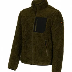 Online il Lago Prestige Teddyfleece-Jacke Halver Herren (Oliv/Schwarz)