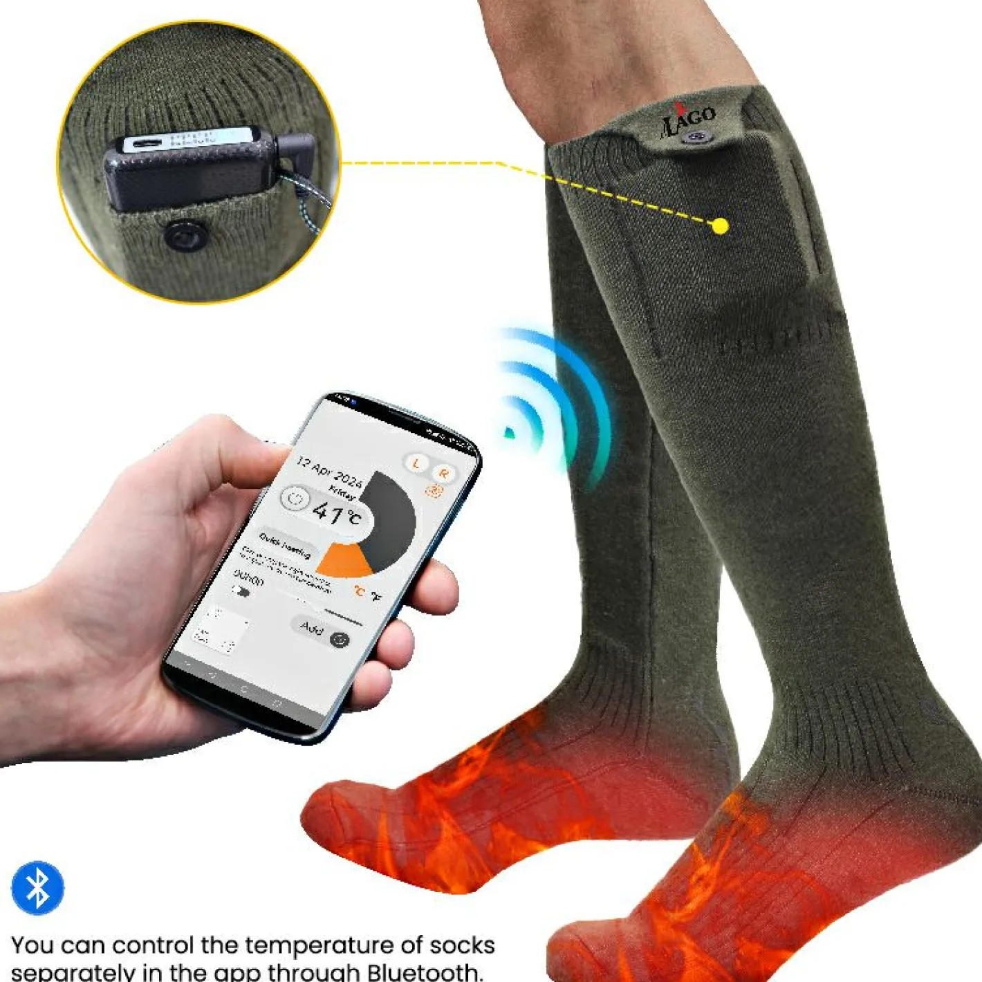 il Lago Red Level Beheizbare Bekleidung<Heizsocken Flex Pro X Unisex (Oliv)