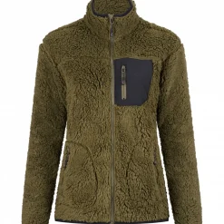 Hot il Lago Sie Faserpelzjacke Alva Damen (Oliv/Schwarz)