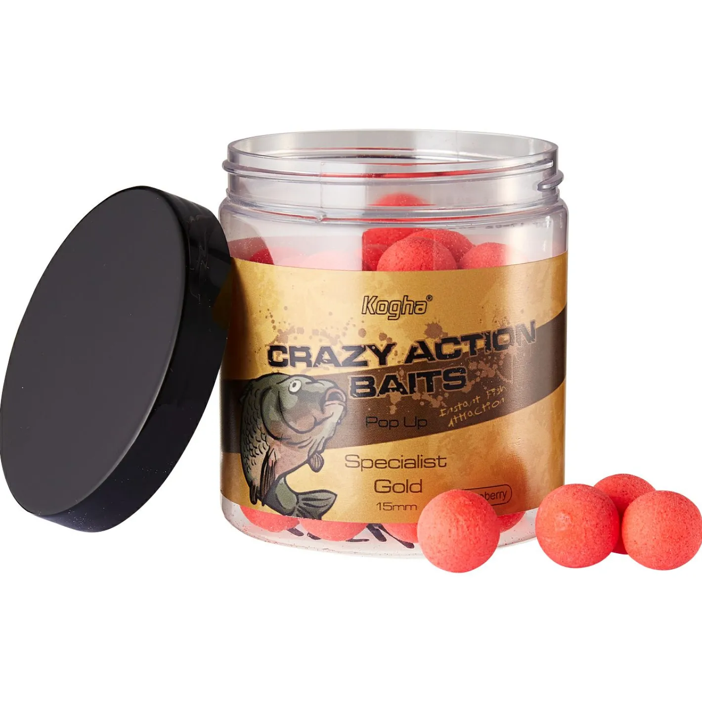 Kogha Karpfenfutter·Boilies & Popup Boilies|Karpfenfutter<Pop Up Boilies Crazy Action Baits Specialist Gold (Scoberry)