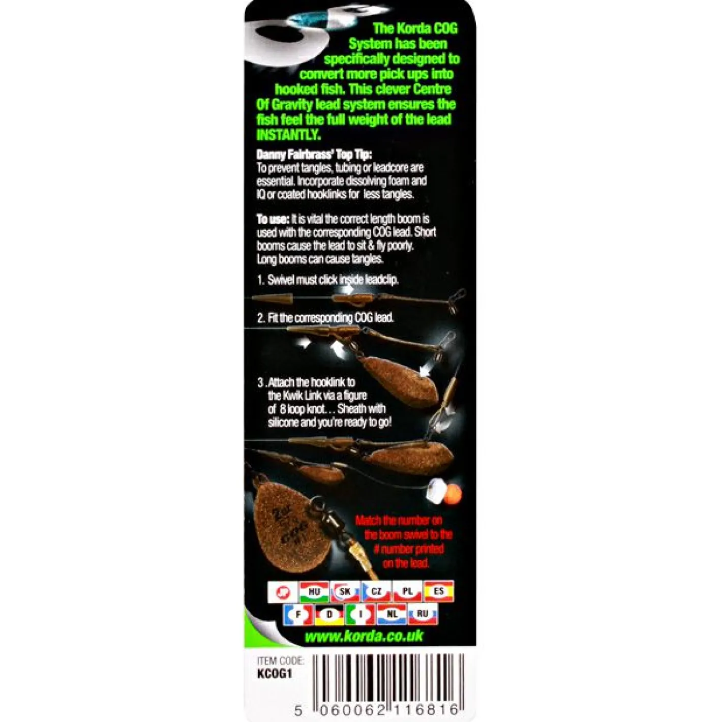 Clearance Korda COG Kit for Flat Distance Swivel Bleisystem
