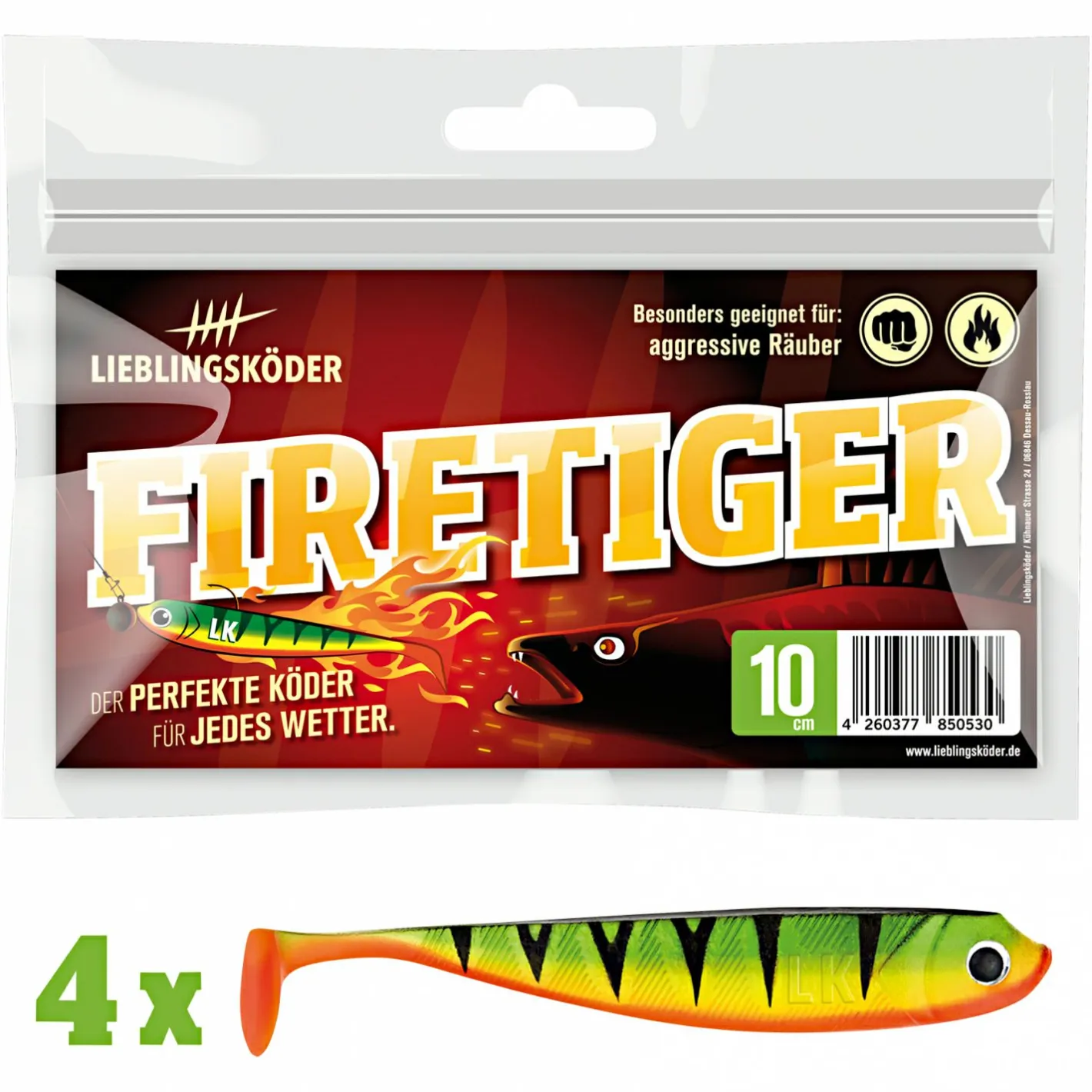 Lieblingsku00f6der Gummiköder ·Gummifische & Shads|Raubfischangeln Kunstköder<Lieblingsköder Gummifisch Zanderköder (10 cm, Firetiger)