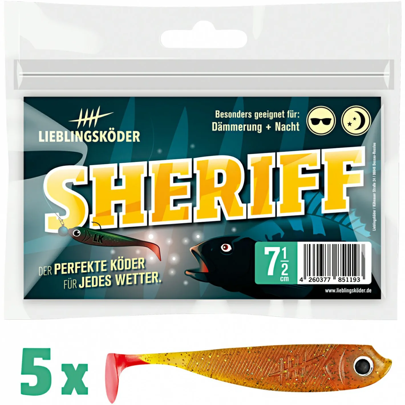 Lieblingsku00f6der Gummiköder ·Gummifische & Shads|Raubfischangeln Kunstköder<Lieblingsköder Gummifisch Barschköder (7,5 cm, Sheriff)