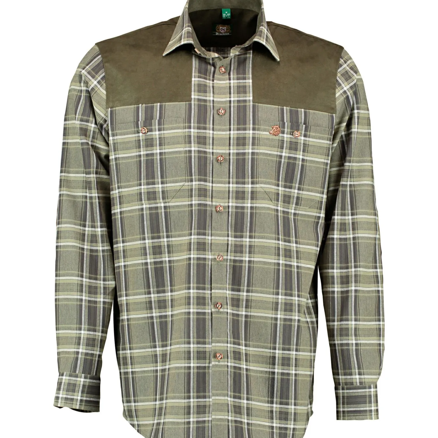 Discount OS Trachten Gekka Hemd 1/1 Arm Regular Fit Herren (Oliv)