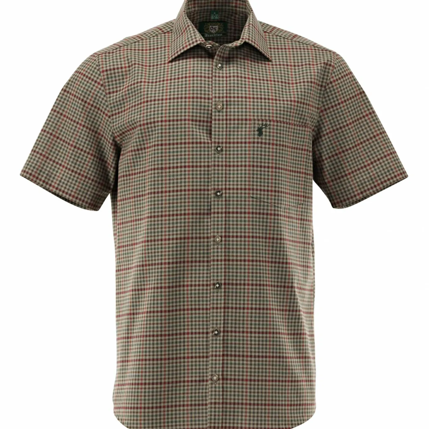Clearance OS Trachten Hemd 1/2 Arm Slim Fit Herren (Oliv)