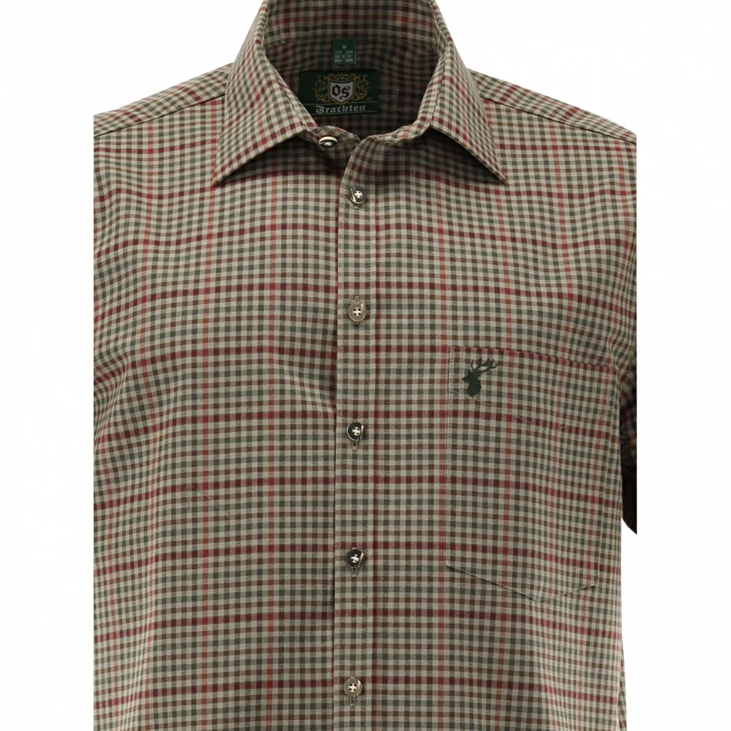 Clearance OS Trachten Hemd 1/2 Arm Slim Fit Herren (Oliv)