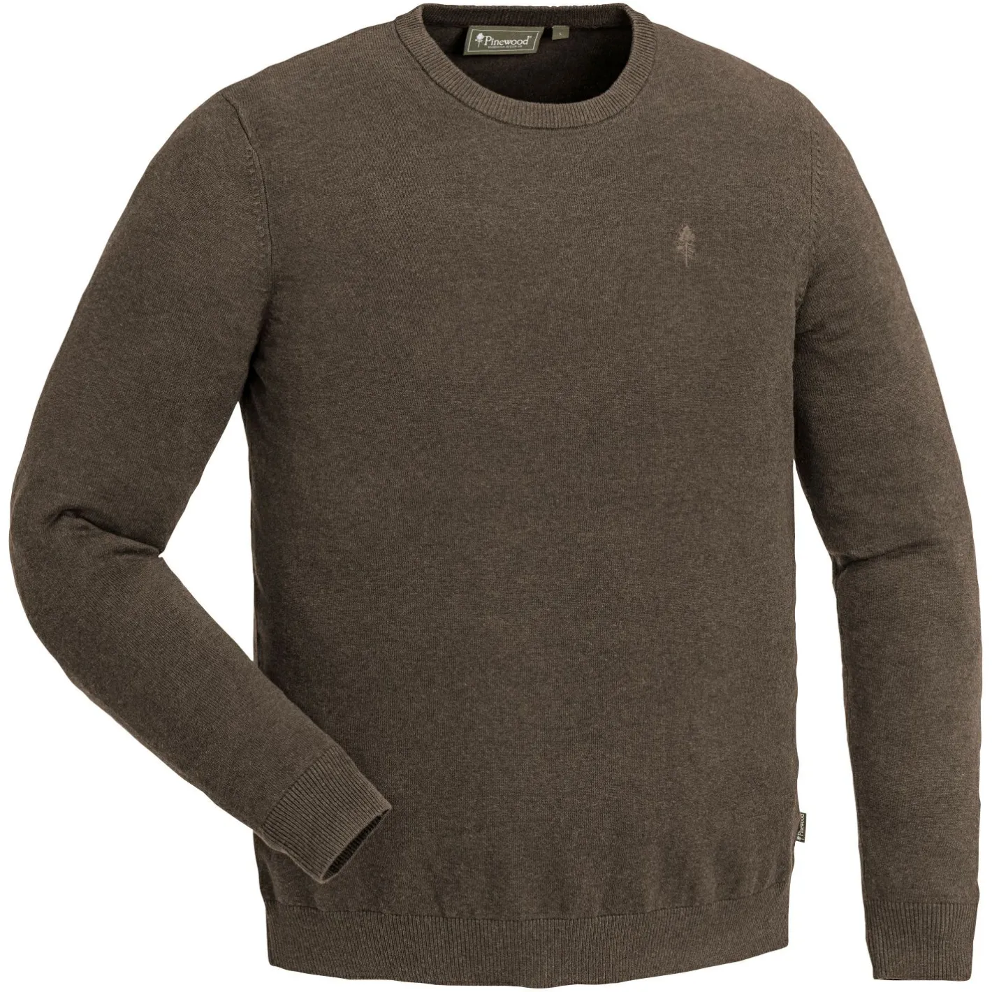 Discount Pinewood Värnamo Crewneck Knitted Sweater Herren (Brown Melange)