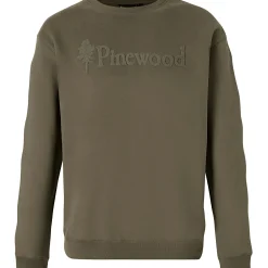 Pinewood Angelpullover & -Strickjacken<Värnamo Logo Sweater Herren, m. Logo (D.Green)
