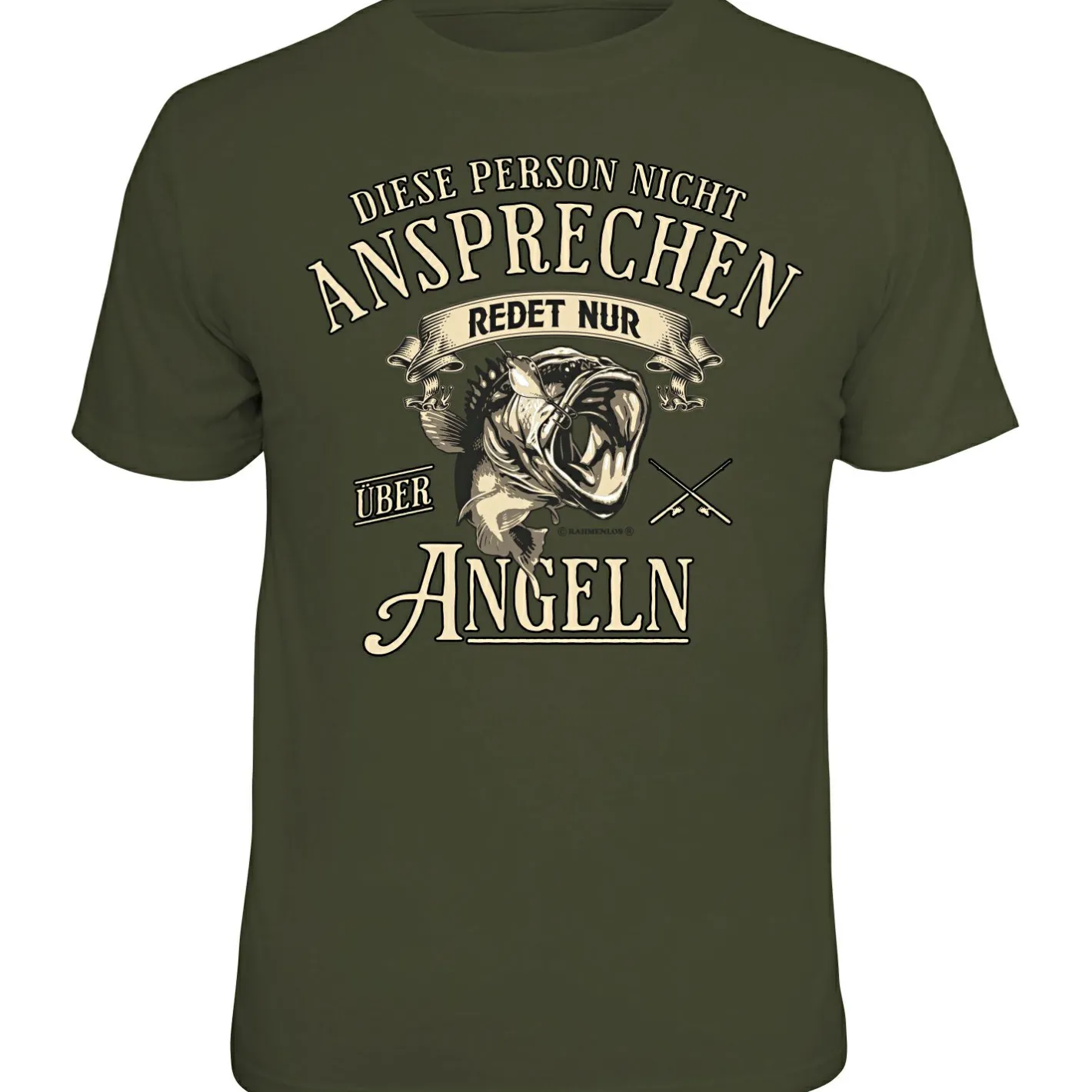 Sale Rahmenlos "Bitte nicht ansprechen, redet nur über angeln" T-Shirt Unisex (Grün)