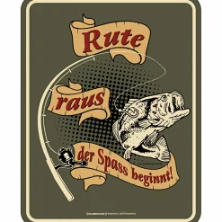 Rahmenlos Geschenkideen Für Angler<Blechschild - Rute raus der Spass beginnt
