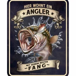 Discount Rahmenlos Blechschild (Hier wohnt ein Angler)