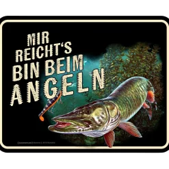 Rahmenlos Angel-Dekoration<Blechschild (Mir reichts, bin beim Angeln)