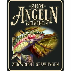 Rahmenlos Angel-Dekoration<Blechschild (Zum Angeln geboren)