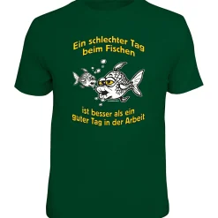 Outlet Rahmenlos "Ein schlechter Tag beim Fischen…" T-Shirt Herren (Grün)