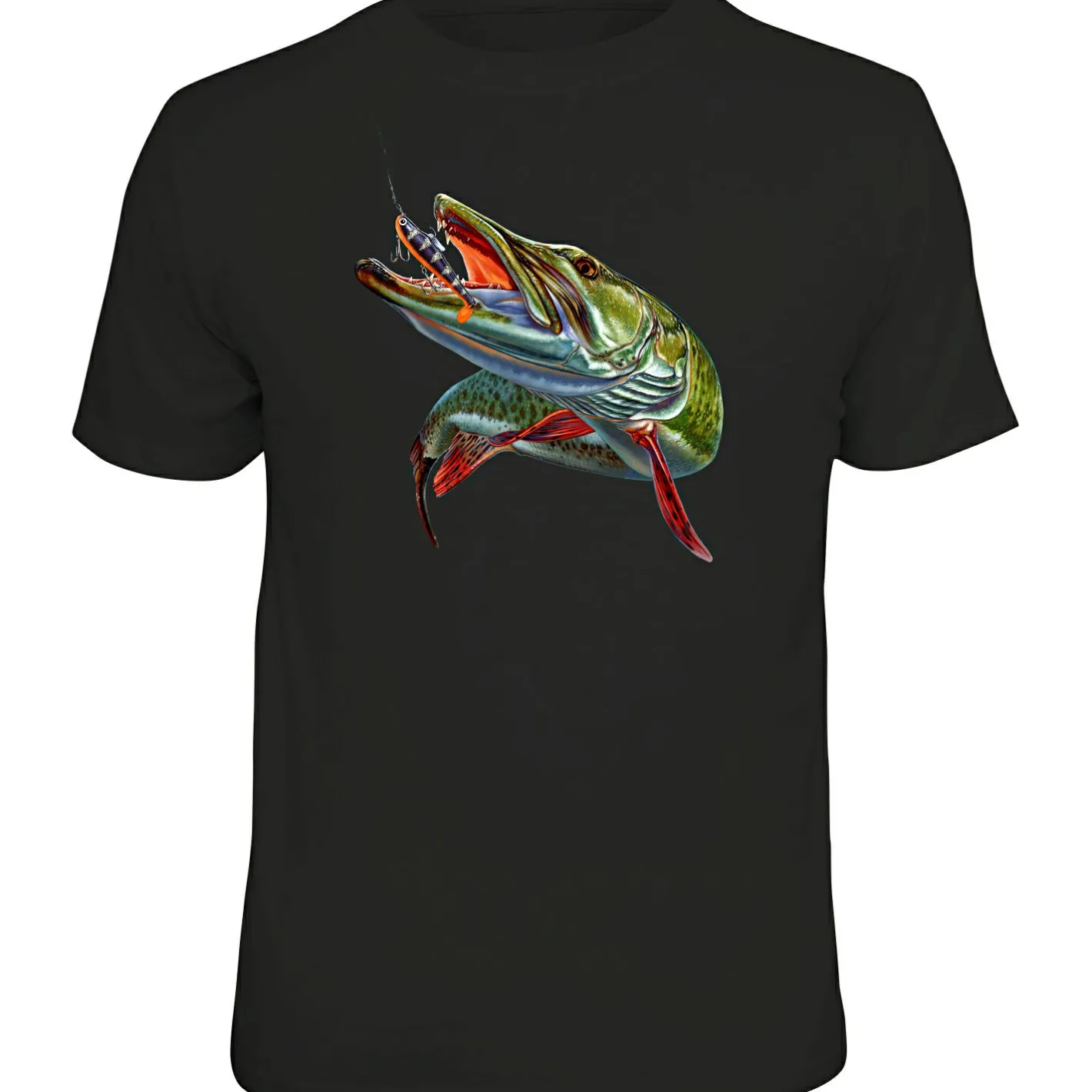 Sale Rahmenlos "Hecht" T-Shirt Herren (Schwarz)