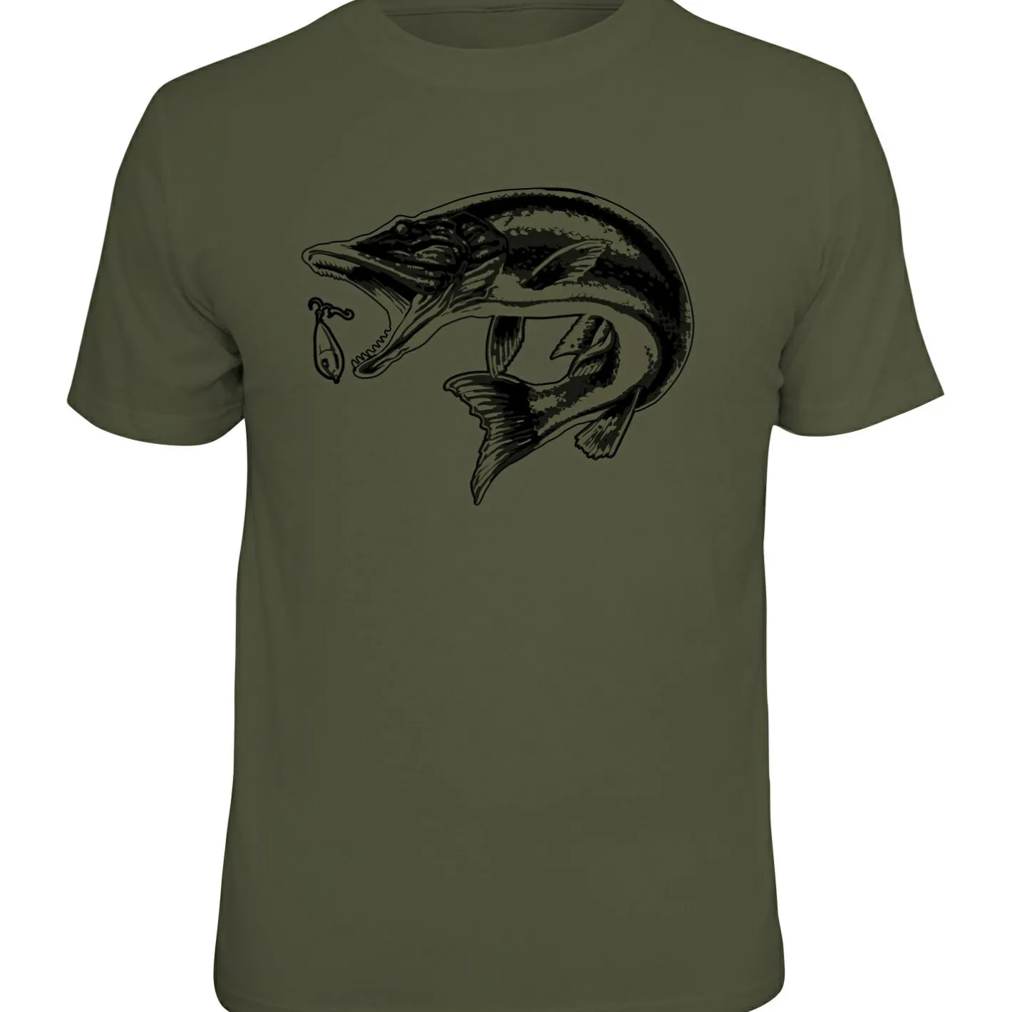 Best Rahmenlos "Hecht" T-Shirt Herren (Oliv)