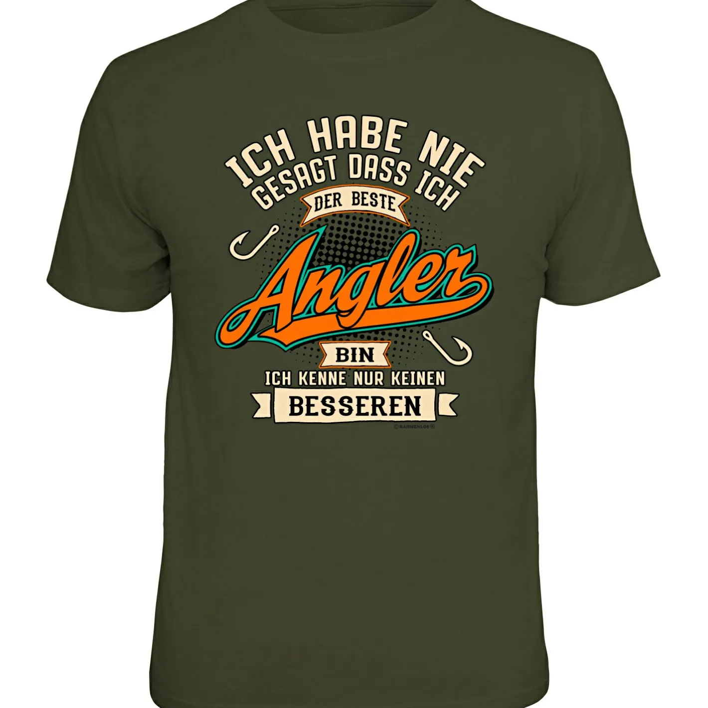 Hot Rahmenlos "Ich habe nie gesagt, dass ich der beste Angler bin…" T-Shirt Herren (Oliv)