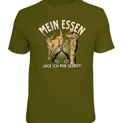 Rahmenlos Angelshirts & Angel-Oberteile<"Mein Essen jage ich mir selbst" T-Shirt Herren (Oliv)