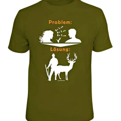 Rahmenlos Angelshirts & Angel-Oberteile<"Problem blabla, Lösung: Jagen" T-Shirt Herren (Oliv)