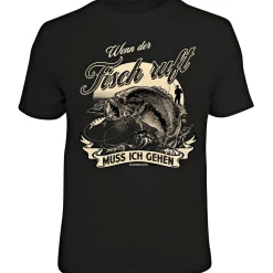 Outlet Rahmenlos "Wenn der Fisch ruft, muss ich gehen" T-Shirt Herren (Schwarz)