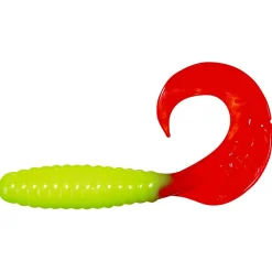ShadXperts Gummiköder ·Twister|Raubfischangeln Kunstköder<Twister 2" (Fluogelb/Rot)