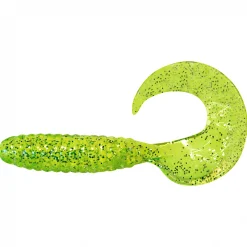 ShadXperts Gummiköder ·Twister|Raubfischangeln Kunstköder<Twister 4" (Fluogelb/Fluogrün-Glitter)
