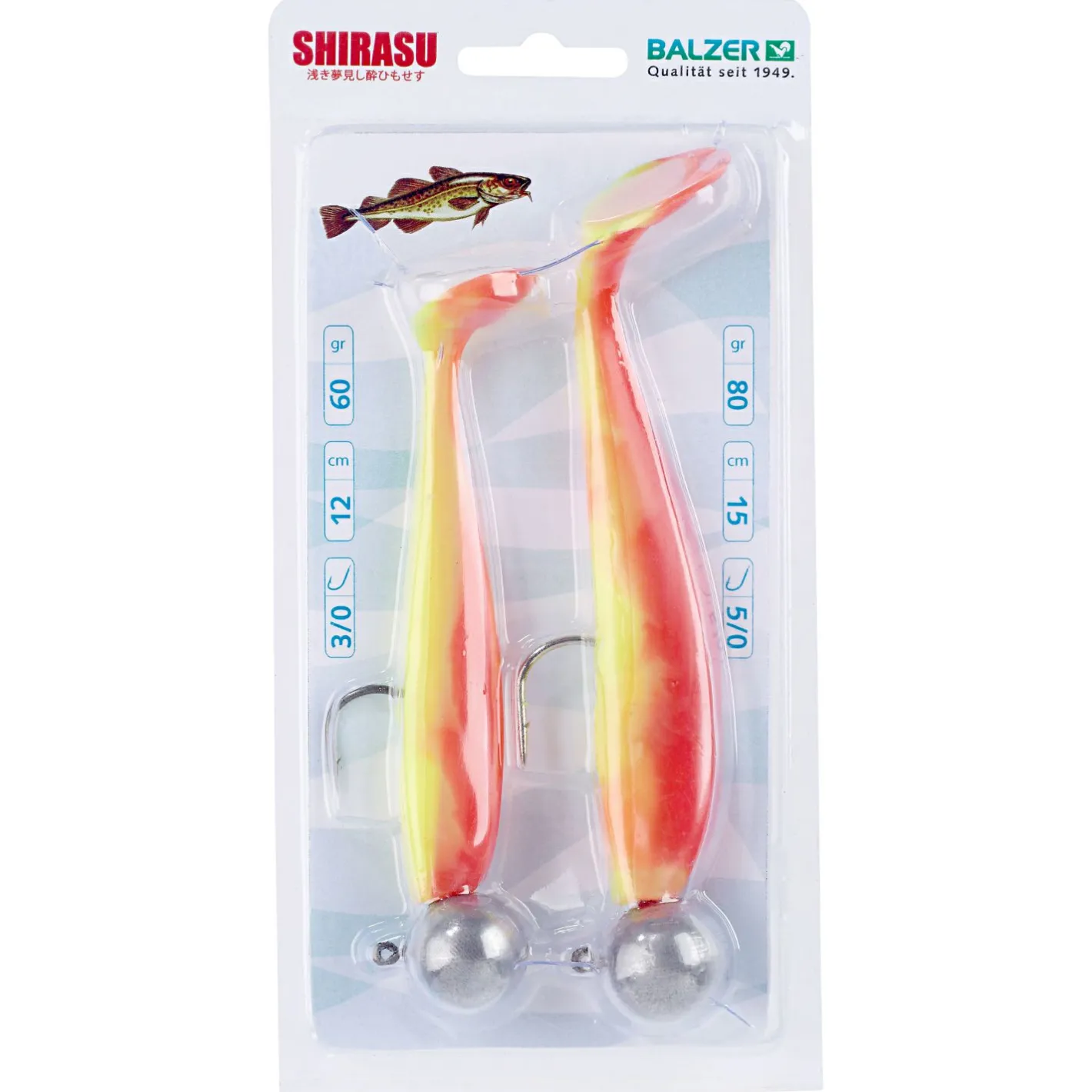 Discount Shirasu Gummiköder-Set Dorsch (Gelb/Orange)