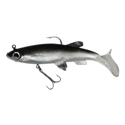 Trendex Gummiköder ·Fertig Montierte Gummifische|Raubfischangeln Kunstköder<Rigged Shad Minnow (Schwarz/Silber)