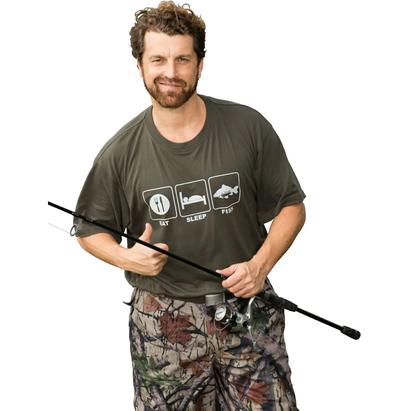 Sale T-Shirt "Eat Sleep Fish" Herren (Oliv)