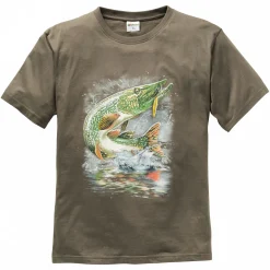 Angelshirts & Angel-Oberteile<T-Shirt "Hecht" Herren (Oliv)