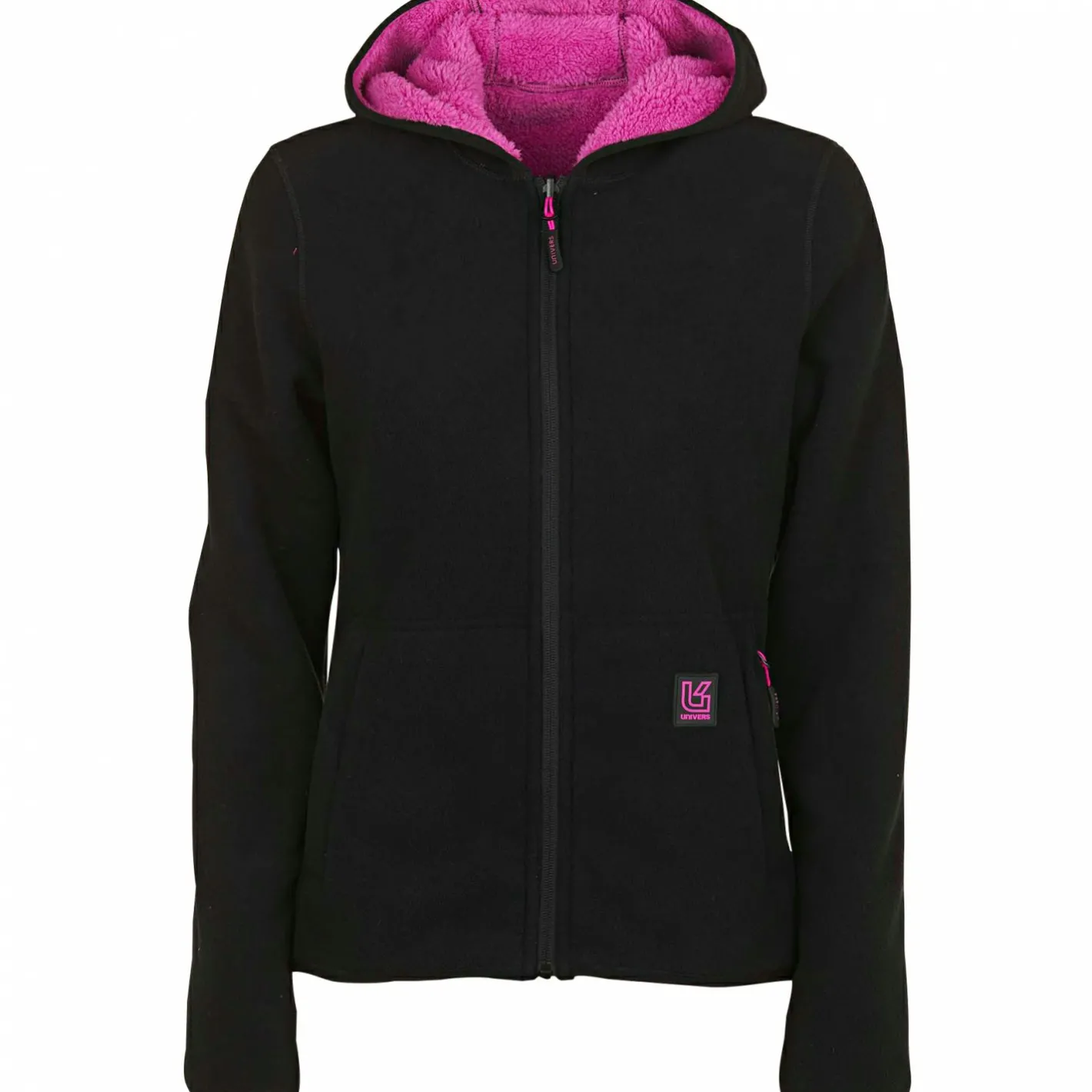Best Univers Dubbed Reversible Fleece Jacket Damen (Schwarz/Pink)